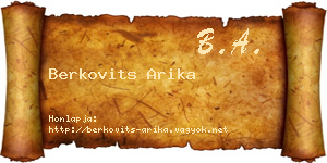 Berkovits Arika névjegykártya